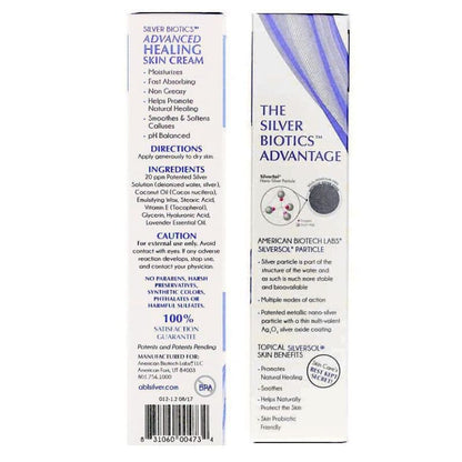 Nano Silver Lavender Skin Cream by Silver Biotics supplement facts label