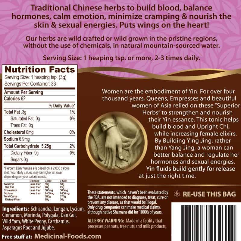 Women's Tonic supplement facts label