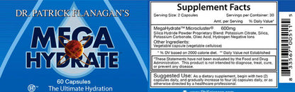 MegaHydrate Silica Hydride by Dr. Patrick Flanagan supplement facts label